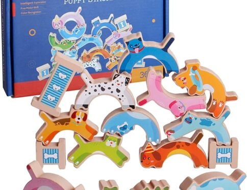Wooden Puppy Stacking Balancing Block Puzzle Game
