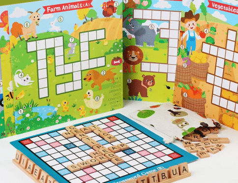 Wooden Crossword Puzzle Game