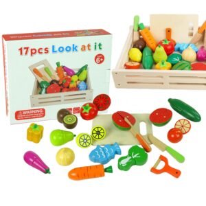 Wooden Magnetic Fruit & Veggie Cutting Playset