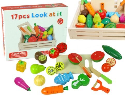 Wooden Magnetic Fruit & Veggie Cutting Playset