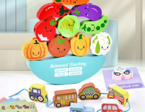 3-in-1 Balance Stacking Beading Wooden Toy